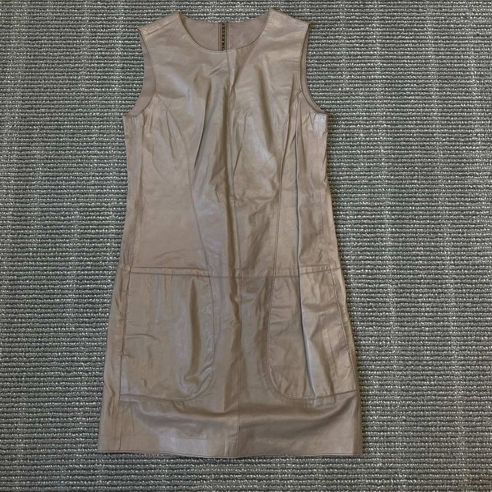 Vince Brown Leather Dress with Pockets